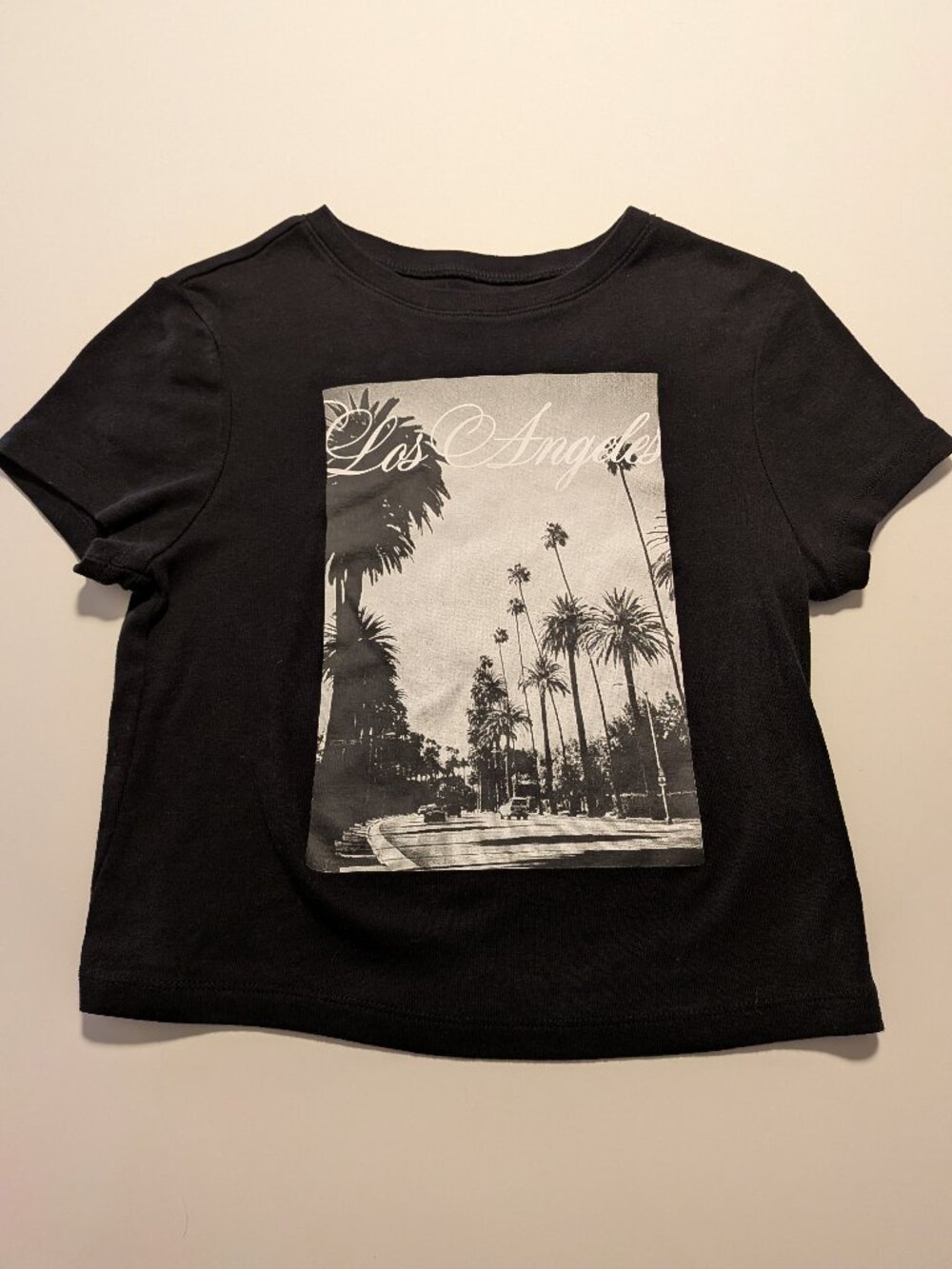 No Boundaries Women’s M Los Angeles Graphic T Shirt Black Short Sleeve Cotton